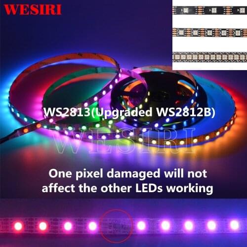 1m/5m DC5V WS2813 DC12V WS2815 LED Pixel Strip Dual-signal 30/60/144 Pixels/m WS2812B Updated Black/White PCB IP30/IP65/IP67