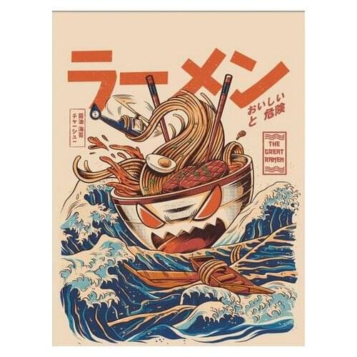 Great Ramen Off Kanagawa Modern Art Film Print Silk Poster Home Wall Decor 24x36inch
