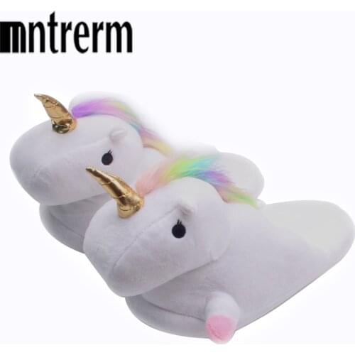 Mntrerm Plush Cotton Home Slippers White Despicable Winter Warm Chausson Animal Indoor Slippers Fit Size37-41 Gifts for Girl