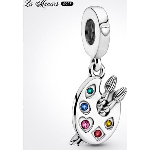 La Menars New Palette Dangle Fit Original Pandora Charm Bracelet Genuine 925 Sterling Silver For Women Jewelry DIY Making