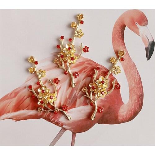 5 pcs/lot Rhinestone Leaves Or Branches Button For DIY Hair Accessories Or Bridal Headwear decoration DIY Creative Alloy