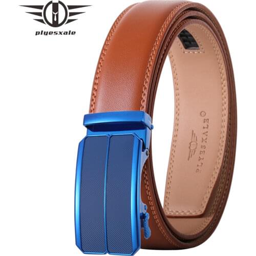 Genuine Leather Mens Belts Alloy Automatic Buckle Ratchet Sliding Waist Strap Casual Leisure Wedding Gift Brown White Belt B554
