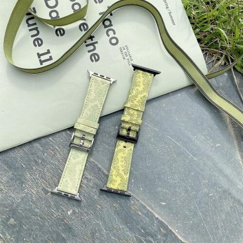 Green Leather Strap For Apple Watch Band 44mm 40mm IWatch 38mm 42mm Watchband For Applewatch Series 5 4 3 6 SE