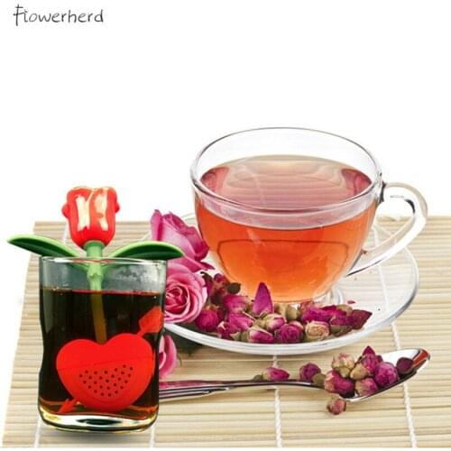 Valentines Day Rose Tea Strainer Tea Filter Silicone Creative Rose Tea Infuser Tea Maker Tea Leak Tea Set Kitchen Accessories