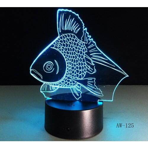 Gold Fish LED Night Light USB Powered LED Color Change 3D Decor Lamp For Children Bedroom Lighting Toy Kids Gift Decor AW-125