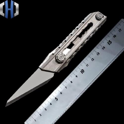 Titanium Alloy Utility Knife Seven-speed One-handed Tactics Self-defense Self-help Out Of The Box Cutting Paper EDC Tools