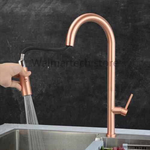 Pull Out Kitchen Faucet Brushed Gold Kitchen Faucet Black Sink Mixer Tap 360 degree rotation kitchen mixer taps Kitchen Tap