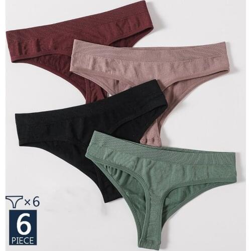 6PCS/Set Women Panties Low Waist Underwear Female Panties Solid Color Underpants Sexy Lingerie Pantys for Woman Briefs Intimates