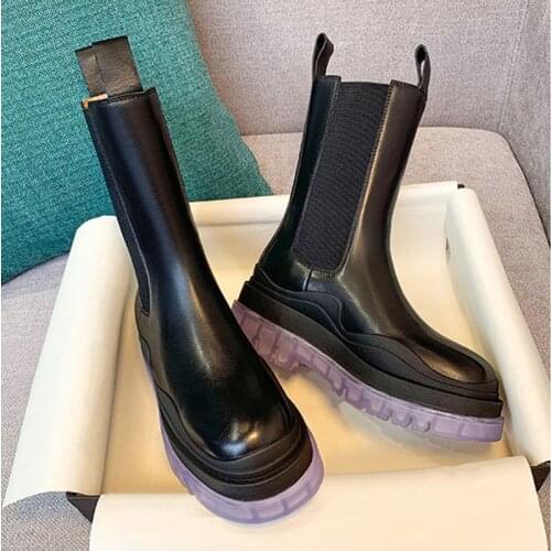 Women Winter Boots Plaform Zapatos Mujer Thick Sole Chelsea Boots 7#20/10d50