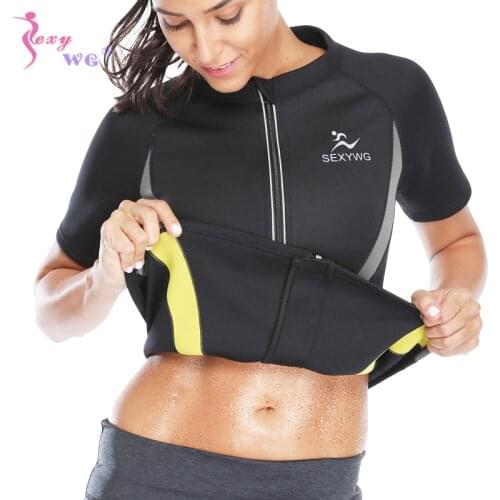 SEXYWG Neoprene Sanna Sweat Top for Women Body Shaper Waist Trainer Workout T Shirt Weight Loss Fat Burning Shapewear