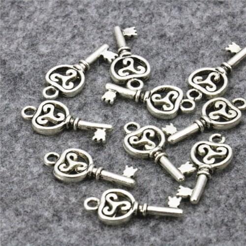 10PCS Heart Key Shaped Lucky DIY Loose Finding Accessories Copper Pendant Alloy Jewelry Making Design Women Girls Gifts 10x21mm