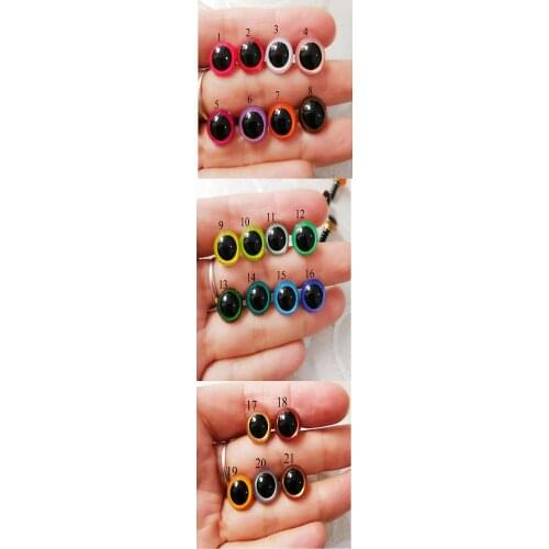 100pcs-- 6/8/9/10/12//14/13/15/16/18/20/22/24mm handcraft paint plastic round toy safety eyes& white hard washer doll findings