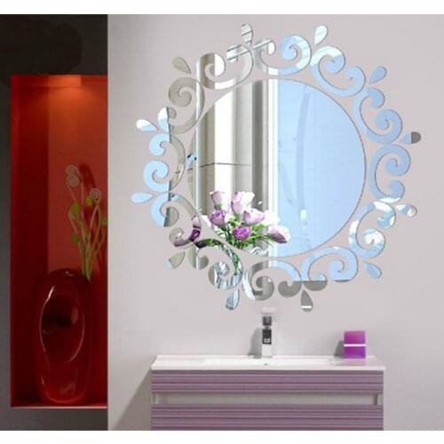 3D Mirror Wall Stickers Bathroom Toilet Water Drop Porch Chandelier Ceiling Makeup Mirror Decorative Acrylic Mirror Wall Decals