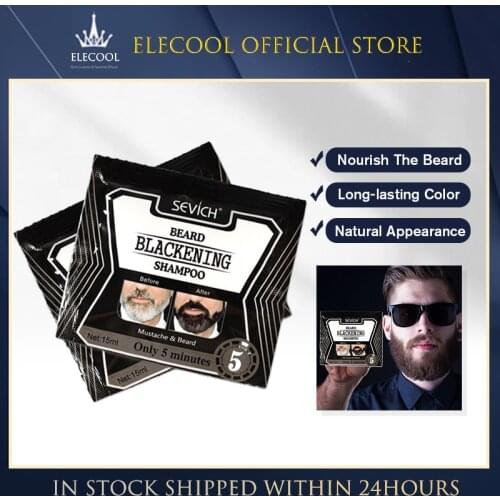 5Pcs Herb Natural Faster Blackening Beard Shampoo Dye Beard Into Black 15ml TSLM1
