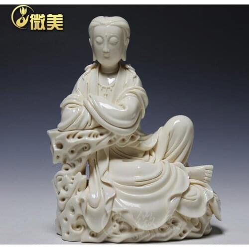9 inch antique collection of Guanyin Bodhisattva meditation ceramic ornaments art crafts Buddhist activities
