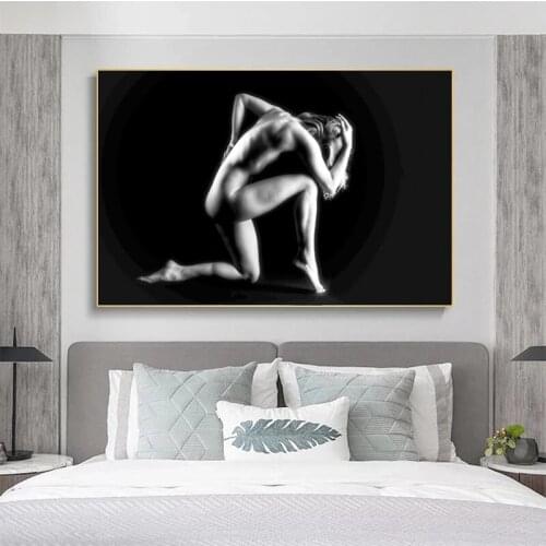 Abstract Black Sexy Nude Women Body Art Canvas Painting on The Wall Art Posters Prints Wall Picture for Living Room Home Cuadros