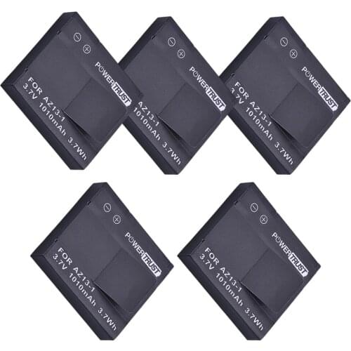 PowerTrust 5Pcs 1010mAh AZ13-1 AZ13 Rechargeable Battery For xiaomi yi 1 Action Camera Xiaomi YI AZ13 1 batteries