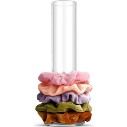 Acrylic Scrunchie Holder Stand Clear Jewelry Organizer Velvet Hairband Bracelet Watch Display Stand Hair Scrunchy Holder
