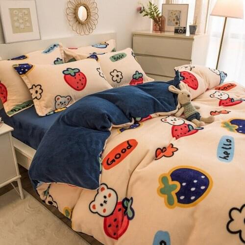 Cartoon Velvet Duvet Cover for Bedroom Thicken Kids Girl Simplicity Quilt Cover Bedding Set Duvet Cover Twin Queen King