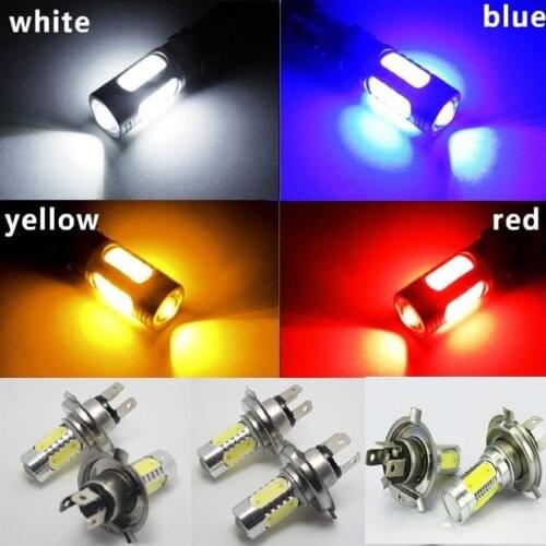 Free Shipping 2pcs 7.5W High Power Lens Headlight Car Fog LED Bulb Light Head Lamp H4 3 Colors