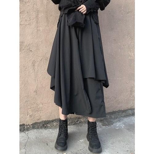 Summer trousers woman stacked Wide leg pants female fake two irregular skirts pants women stacked pants women pants