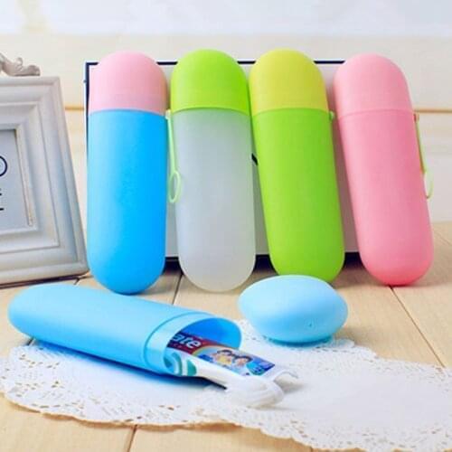 Candy Color Toothbrush Toothpaste Storage Bottle with Cover Traveling Portable Hanging Eco-Friendly PP Bathroom Supplies 9D0018