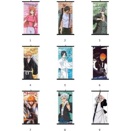 Coscase Japanese Anime BLEACH Kurosaki Ichigo Inoue Orihime Ishida Uryuu Home Decor Wall Scroll Poster Decorative Pictures