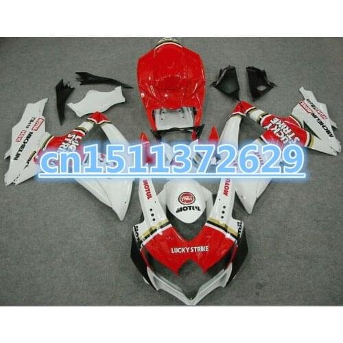 Dor-For A GSXR600/750 K8 2008 2009 2010 08 09 ABS Fairing Kits GSXR600 750 08 09 10 - Lucky Strike - White/Red for SUZUKI D