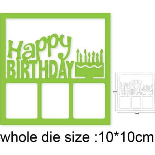 Happy Birthday Cake Frame Metal Cutting Dies Scrapbooking Stencils DIY Paper Cards Decor Embossing Die Cuts Craft Dies 2020 NEW