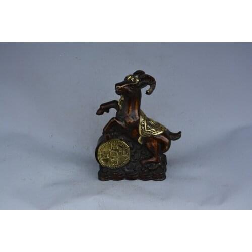 Collectable Old Qing Dynasty copper Fortune sheep ornaments , wbest Adornment ,with mark,free shipping