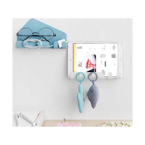 2pcs/pack Creative mobile phone tablet charging bracket Door behind the bedroom seamless storage hook 4 hook storage rack