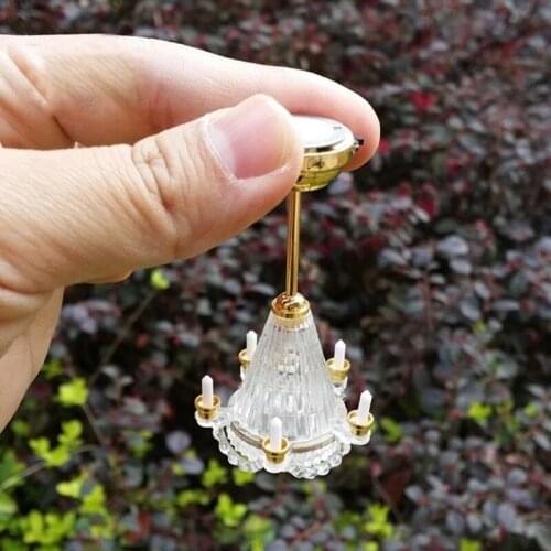 K1KC 1:12 Dollhouse Miniaturescale Ceiling Light Candles LED Lamp Battery/Button Battery Operated