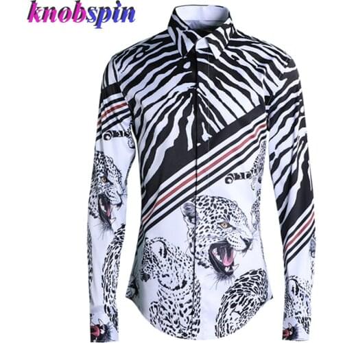 Fashion Printed Mens Shirt 2019 long sleeve Slim Chemise homme high quality Business male Dress Shirts Casual Camisas masculina