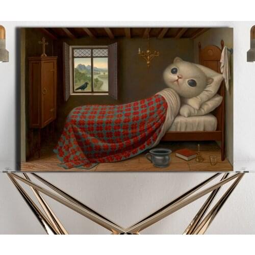 The Cat Lady By Mark Ryden Wall Art Canvas Painting Poster Abstract Print Decorative Picture for Living Room Home Decoration