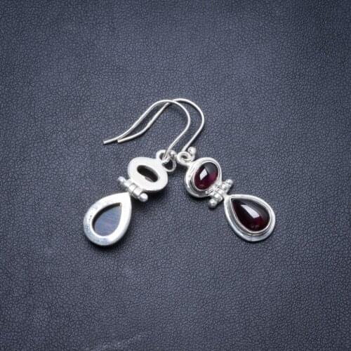 Natural Amethyst Handmade Unique 925 Sterling Silver Earrings 1.5" Y3306