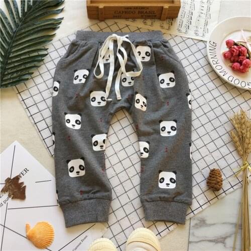 Tonytaobaby Autumn Clothing New Style Baby Panda Full Printed Trousers Casual Pants Toddler Pants