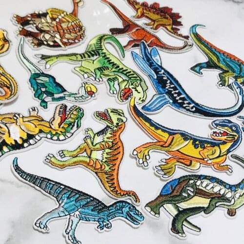 10Pcs Jurassic Park Iron On Embroidered Patches For Clothing Ironing Applications Patches Dinosaur Badge Stripes DIY On Clothes
