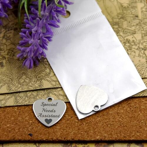 20pcs-- Stainless Steel Charms" Special Needs Assistant Heart " 5 Style For Choosing Diy Charms Pendants