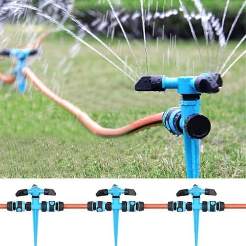 Lawn Sprinkler with Nozzle Garden Three Arm Auto Irrigation Rotating Nozzle Ground Plug Waterer Grass Vegetable Watering Sprayer