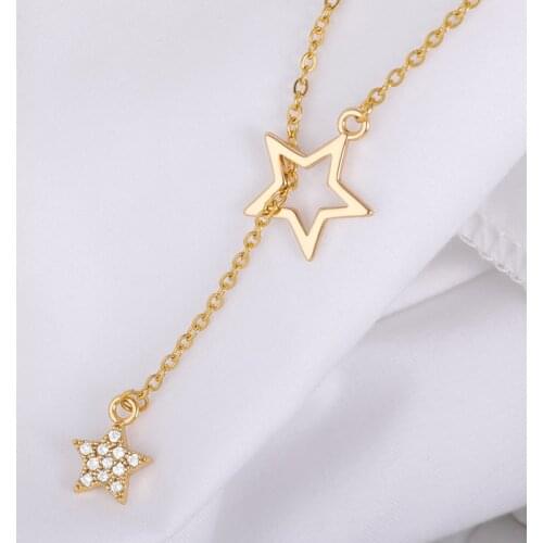 Removable Star Necklaces Pendants Stainless Steel Chain Crystals Star Choker Necklaces For Women Girl Best Birthday Gifts