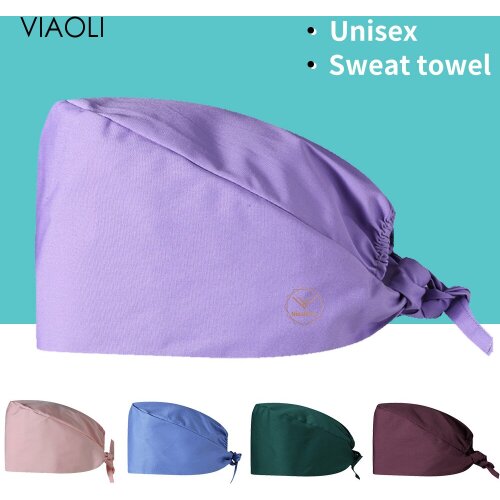 Wholesale Solid color Breathable adjustable Beautician Scrubs hat Pet shop cute working hats laboratory men and women Scrubs cap
