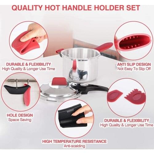Silicone Hot Handle Holder Heat Resistant Potholder Silicone Pot Handle Sleeve for Cast Iron Skillets Frying Pan Handles