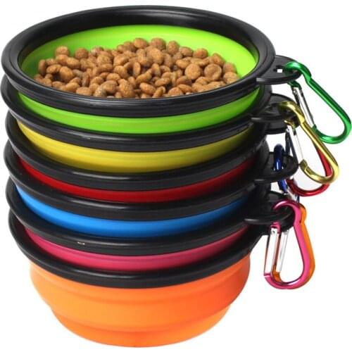 Foldable Silicone Dog Bowl Candy Color Outdoor Travel Portable Puppy Doogie Food Container Feeder For Cat Dogs Flying dish