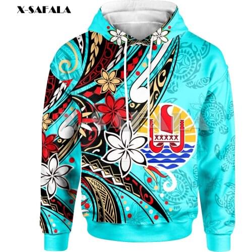 Tahiti Tribal Flower Turtles 3D All Over Print Hoodie Man Women Harajuku Outwear Zipper Pullover Sweatshirt Casual Unisex-9