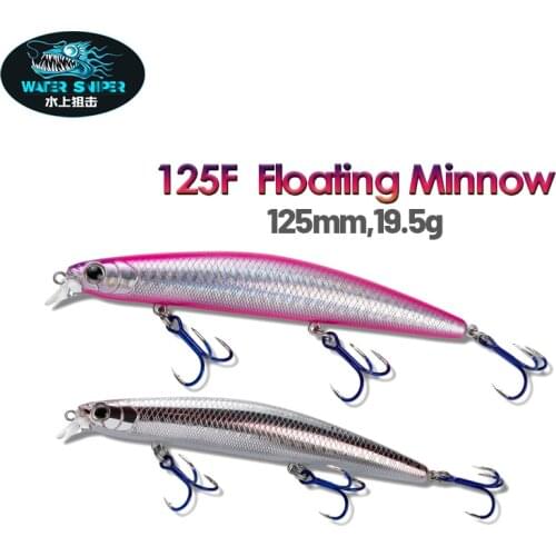 WATER SNIPER Minnow Fishing Lure 19.5g125mm Floating Artificial Hard Baits 125F Wobblers For Bass With Treble Hooks