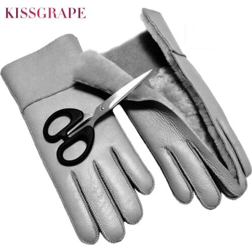 2020 Winter Womens Super Warm Natural Sheep Fur Gloves Ladies Sports Skiing Gloves Waterproof Genuine Leather Mittens for Men