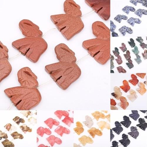 24~44mm Natural Stone Colorful Agate Sandstone Obsidian Elephant Shape Spacer Beads for Jewelry Making DIY Bracelet Necklace 15"