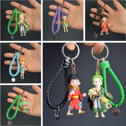 3D PVC Keychain Action One Piece Luffy Zoro Sanji Figure Model Toys Bag Pendant One Piec Anime Figure Key Finder For Fans Gifts