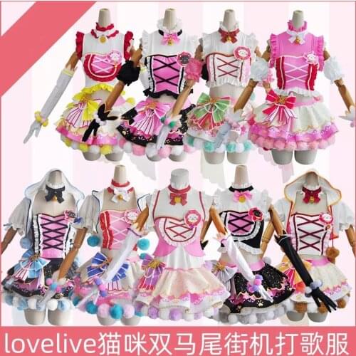 Anime Lovelive Rin Maki Umi All Members Cat Double Horsetail Arcade Card SJ Uniform Cosplay Costume Halloween Women FreeShipping