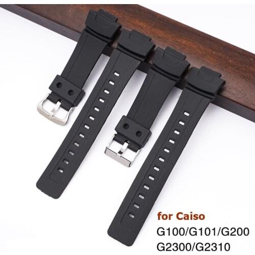 Black Resin Watch Strap for Casio G Shock G100 G-200/G-101/G-2310/G-2300 GW-2300 GW-2310 Sport Diving Wristband for Men Women